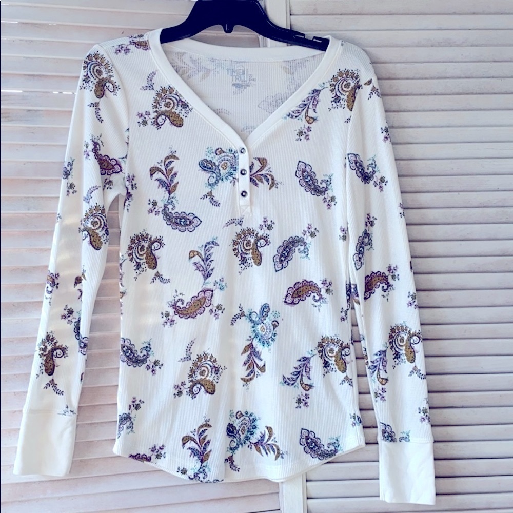 CREAM FLORAL BLOUSE SIZE -M 8-10